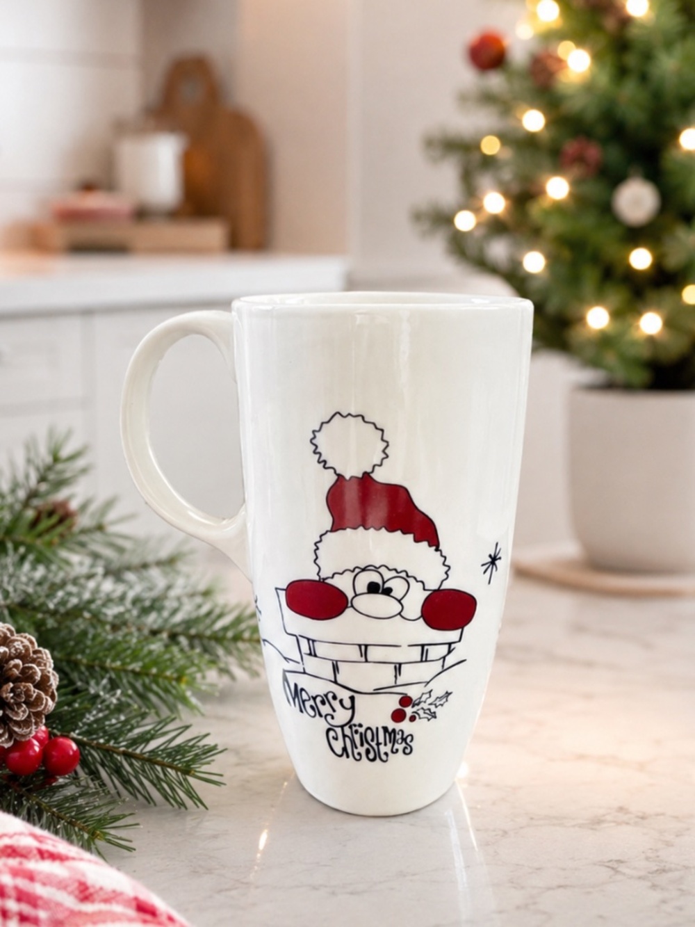 CHRISTMAS LATTE MUG HOLIDAY COFFEE FOR SANTA 16 OZ COFFEE TEA CUP